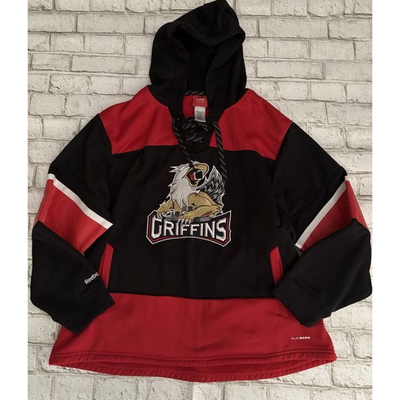 Reebok Men's XL Tie Hoodie Grand Rapids Griffins Playwarm Hockey Pullover - Picture 1 of 6